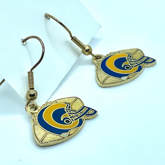 Unique Rams 1999 NFLP Dangle Earrings Gold Tone - Picture 2 of 5